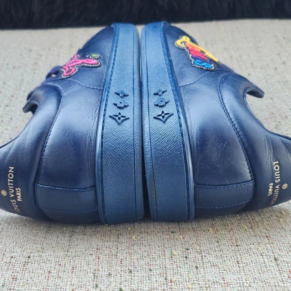 Louis Vuitton Men Shoes Blue Luxembourg Sneaker Leather Made in Italy Size 6 - Picture 9 of 12